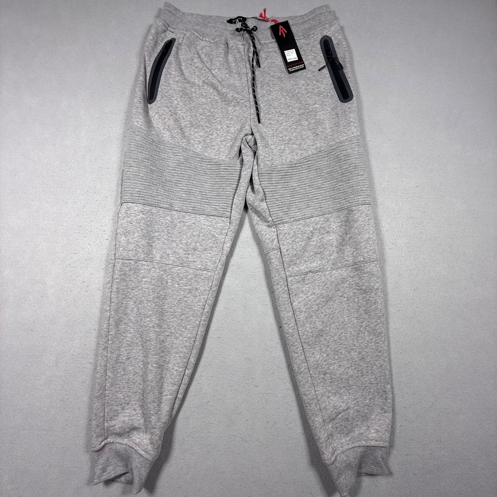 Game Changer Mens‎ Moto Joggers Heather Grey Fleece Sweatpants 2XL NWT